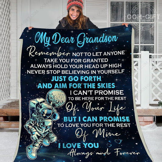 To My Grandson Astronaut CL05110673MDF Sherpa Fleece Blanket