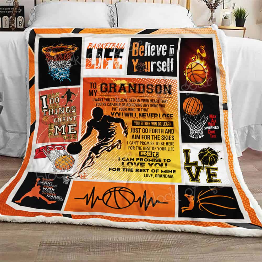 To My Grandson Basketball CL301316MDF Sherpa Fleece Blanket