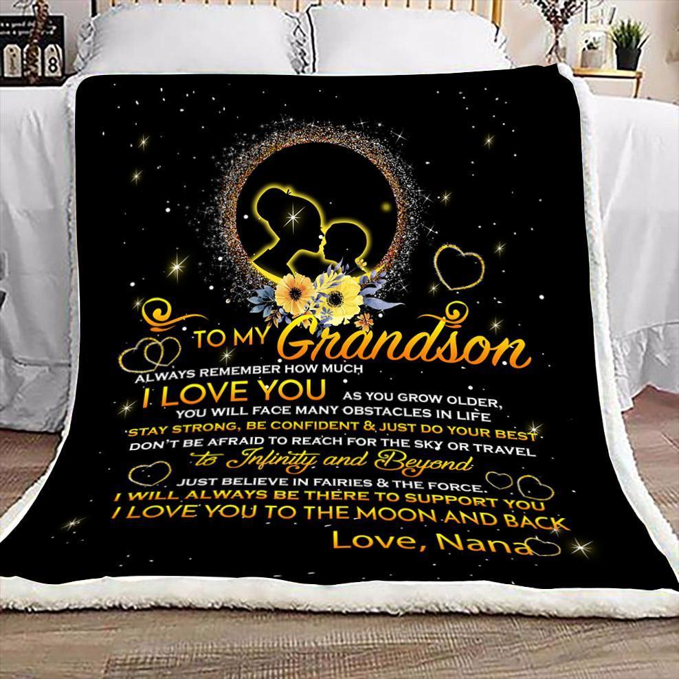 To My Grandson Nana CL2100193MDF Sherpa Fleece Blanket
