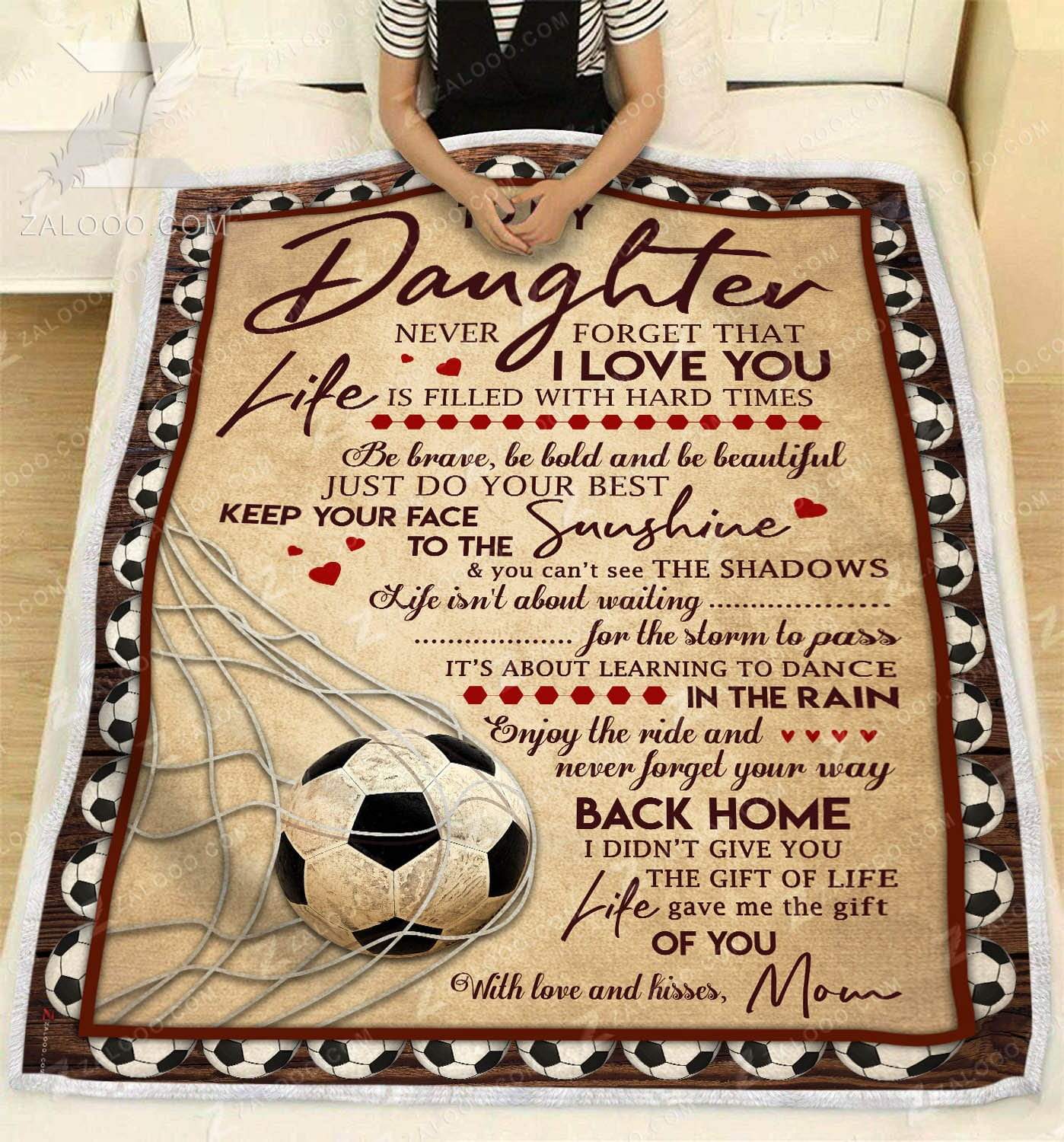 To My Soccer Daughter Mom CL02111638MDF Sherpa Fleece Blanket