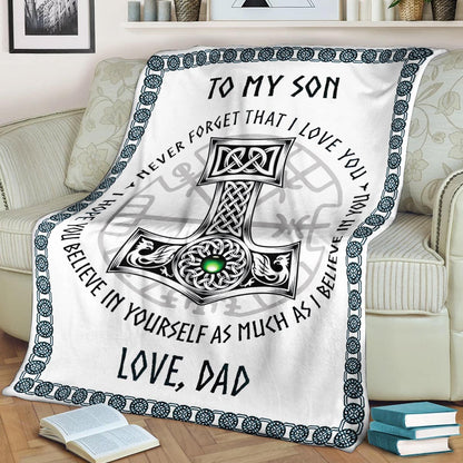 To My Son Love, Dad Viking White CL2100198MDF Sherpa Fleece Blanket