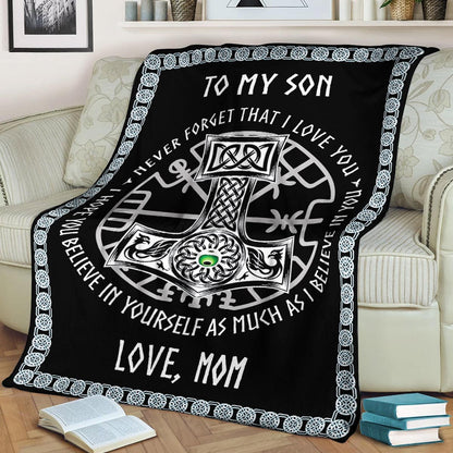 To My Son Love, Viking Mom Black CL2100207MDF Sherpa Fleece Blanket
