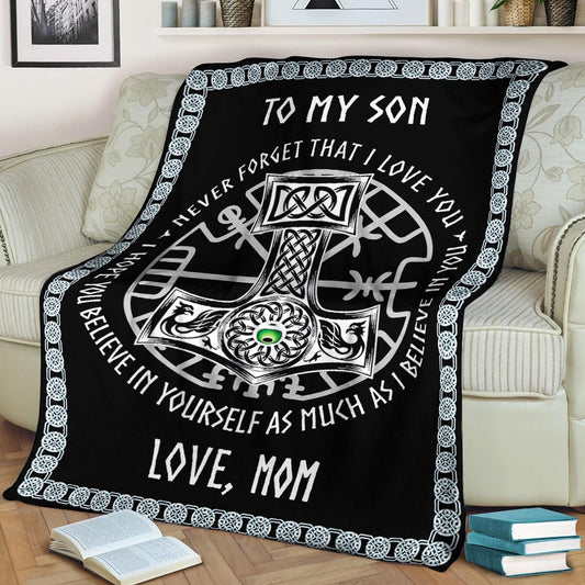 To My Son Love, Viking Mom Black CL2100207MDF Sherpa Fleece Blanket