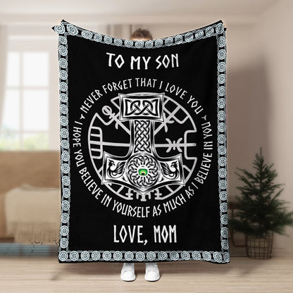 To My Son Love, Viking Mom Black CL2100207MDF Sherpa Fleece Blanket