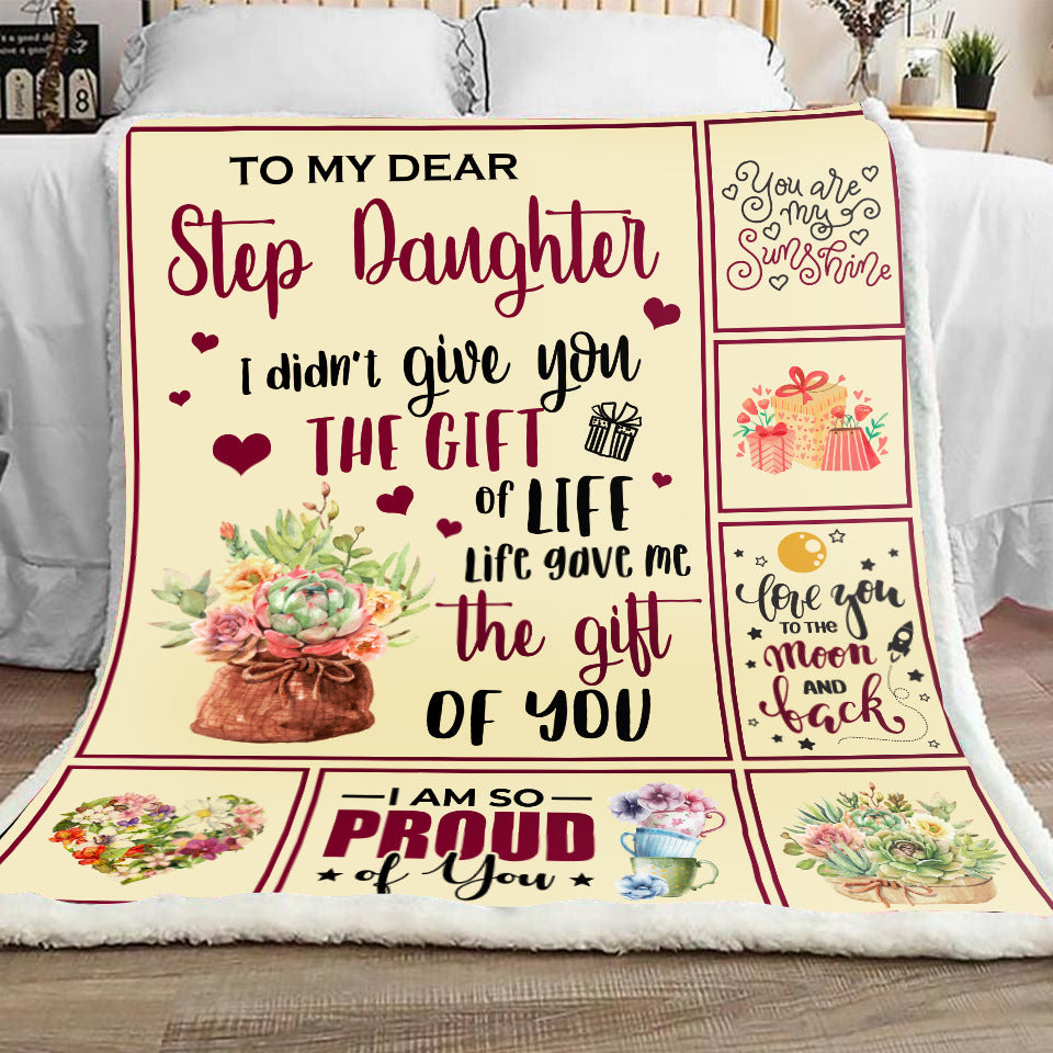 To My Step Daughter Flower CL15110300MDF Sherpa Fleece Blanket ...