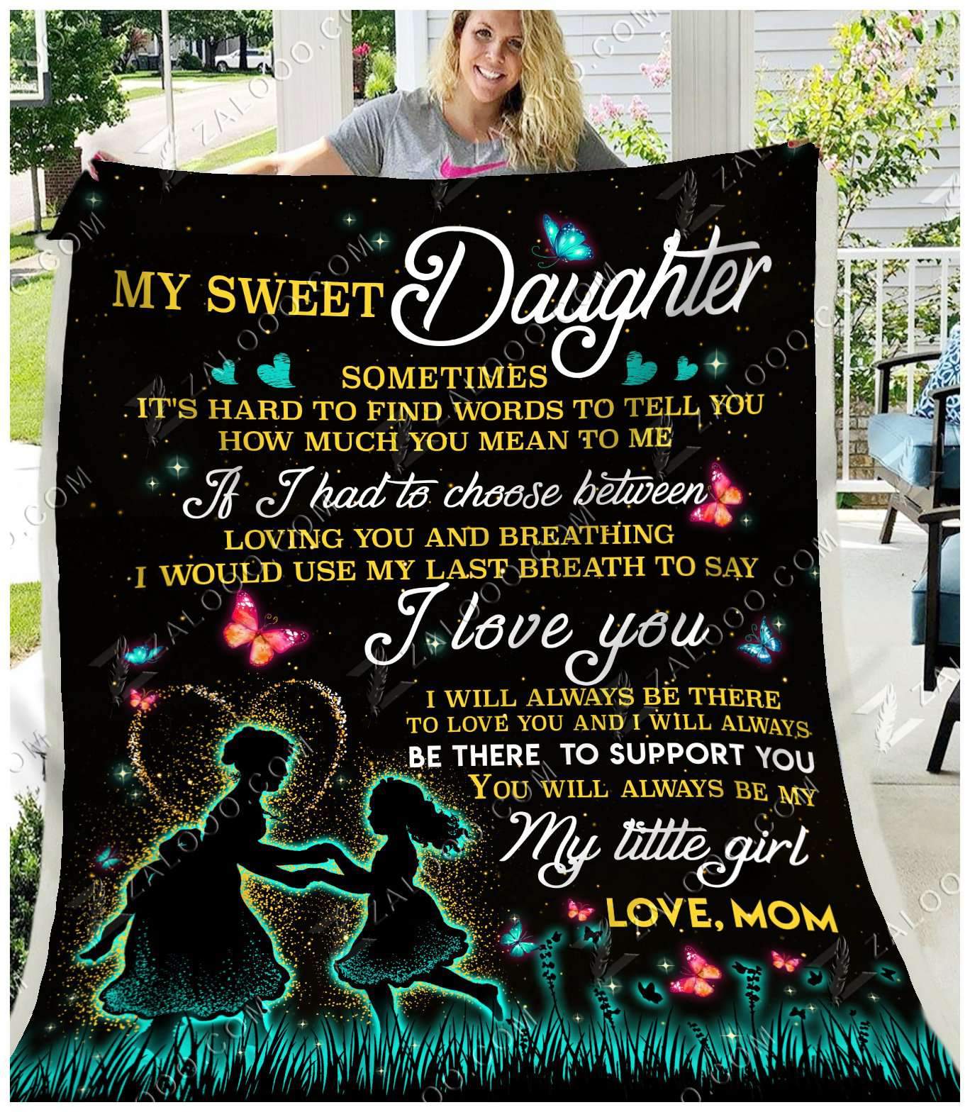 To My Sweet Daughter CL2509129MDF Sherpa Fleece Blanket