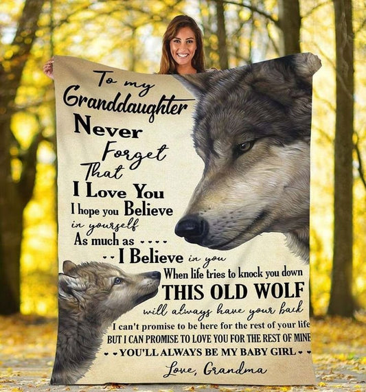 To my granddaughter wolf CLA0411374F Sherpa Fleece Blanket