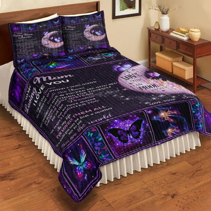 To My Mom I Love You To The Moon And Back Butterfly Quilt Bedding Set HN11042313QB