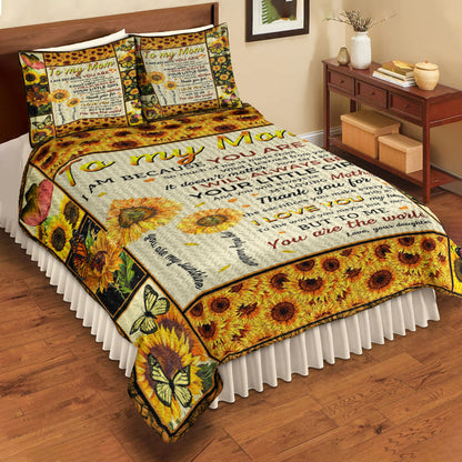 To My Mom I Love You With All My Heart Sunflower Quilt Bedding Set HN11042314QB