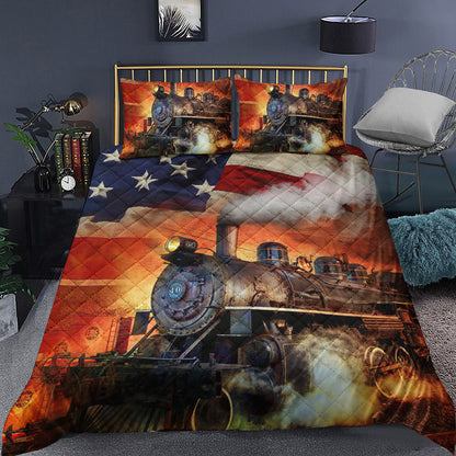 Train America Flag Quilt Bedding Set TL290912