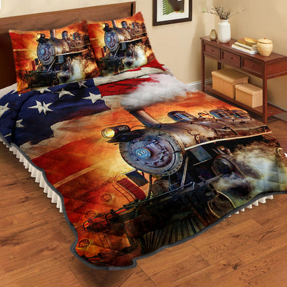 Train America Flag Quilt Bedding Set TL290912