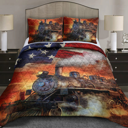 Train America Flag Quilt Bedding Set TL290912