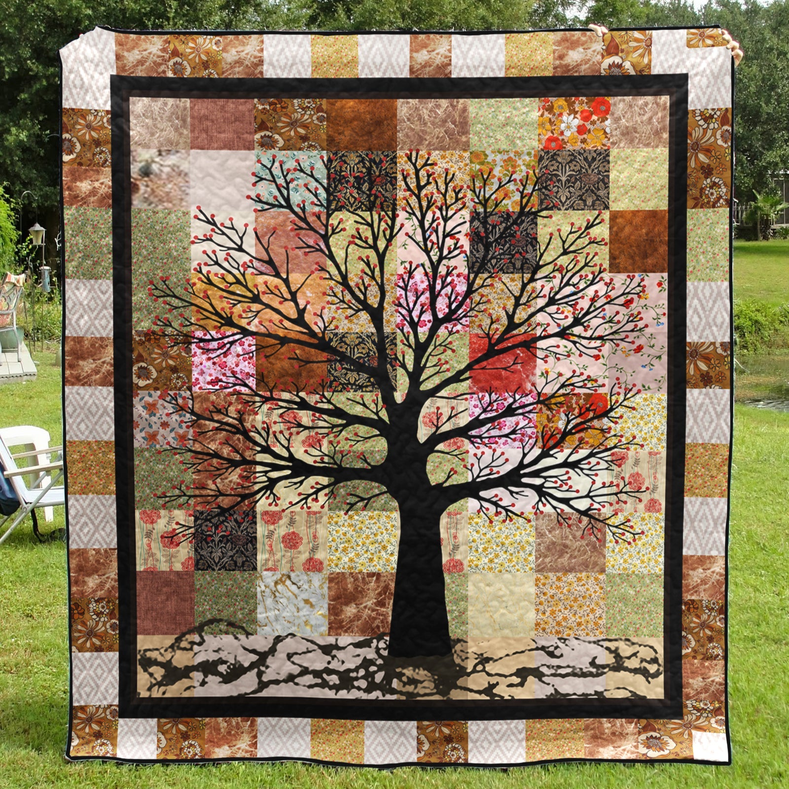 Vintage Tree Of Life Colorful Floral Quilt buy Blanket