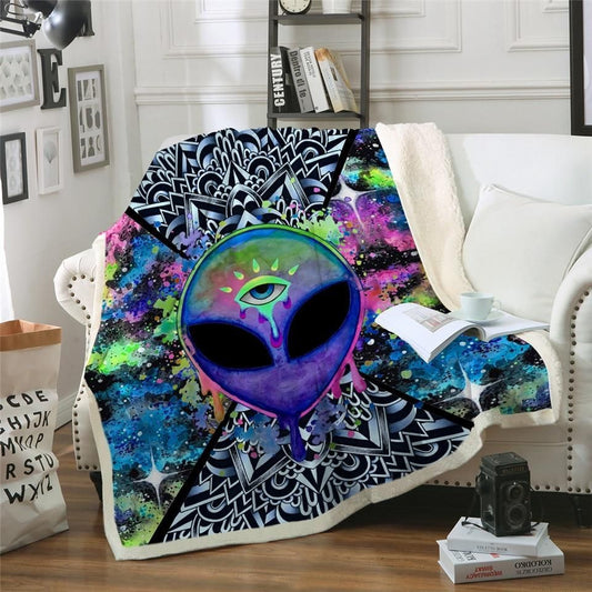 Trippy Alien by Brizbazaar CLA21100599F Sherpa Fleece Blanket