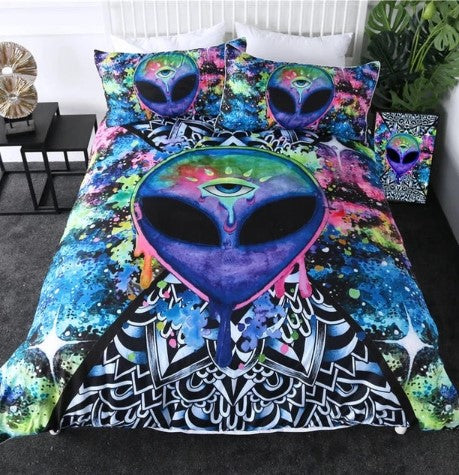 Trippy Watercolor Alien CL23100516MDB Bedding Sets