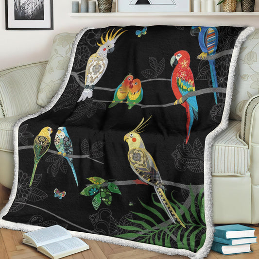 Tropical Bird Parrots Sherpa Fleece Blanket TM191001