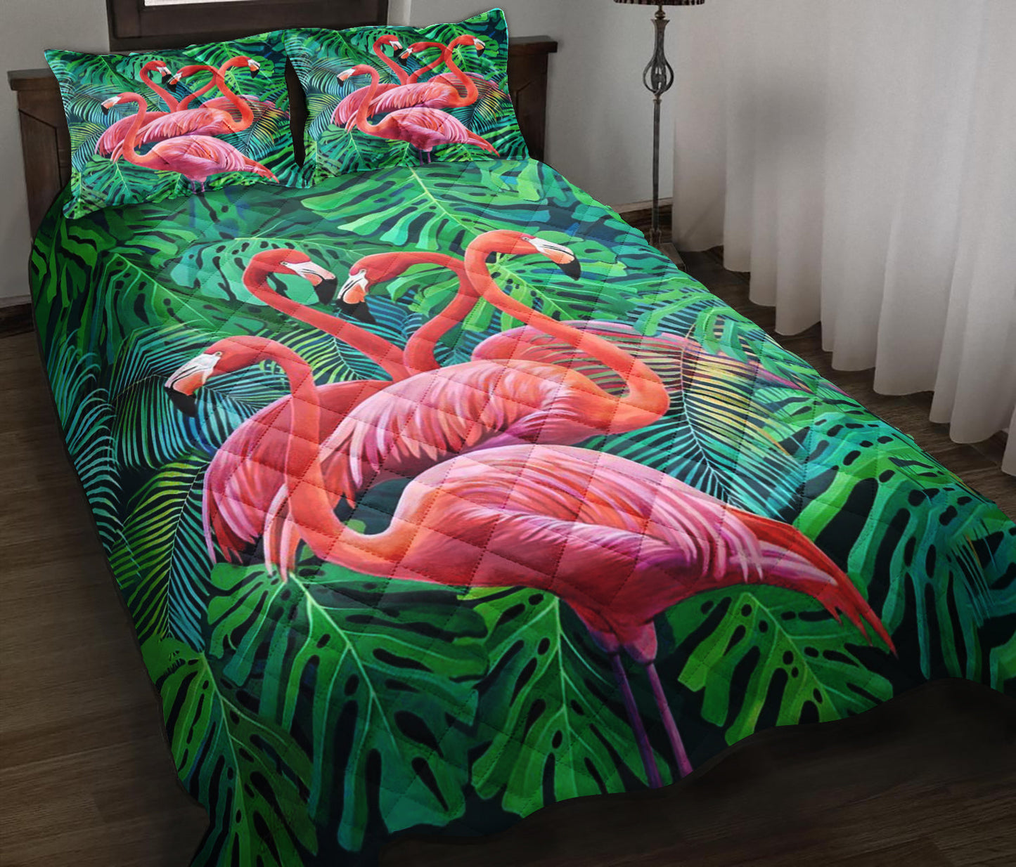 Tropical Flamingo Quilt Bed Sheet ND160908