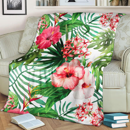 Tropical Hibiscus CLA1910004F Sherpa Fleece Blanket