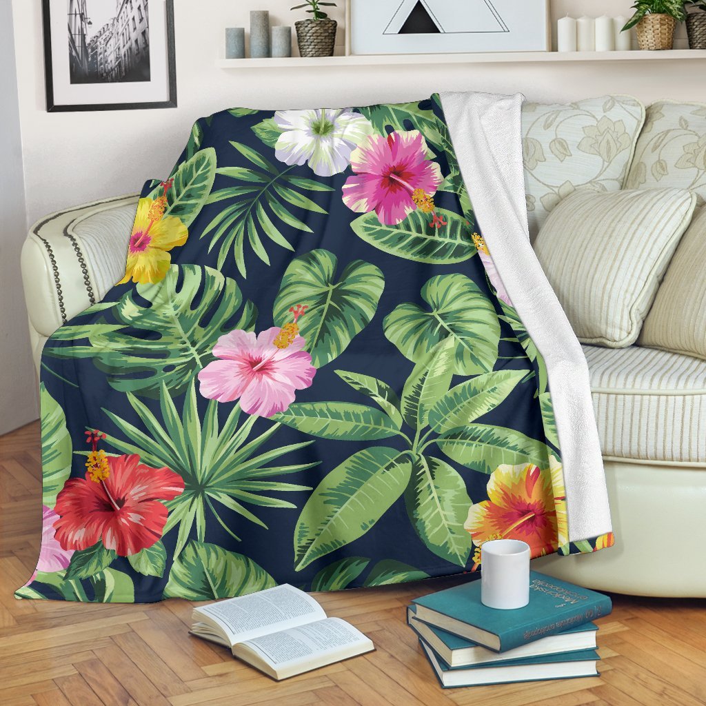 Tropical Hibiscus Flowers CL16100630MDF Sherpa Fleece Blanket