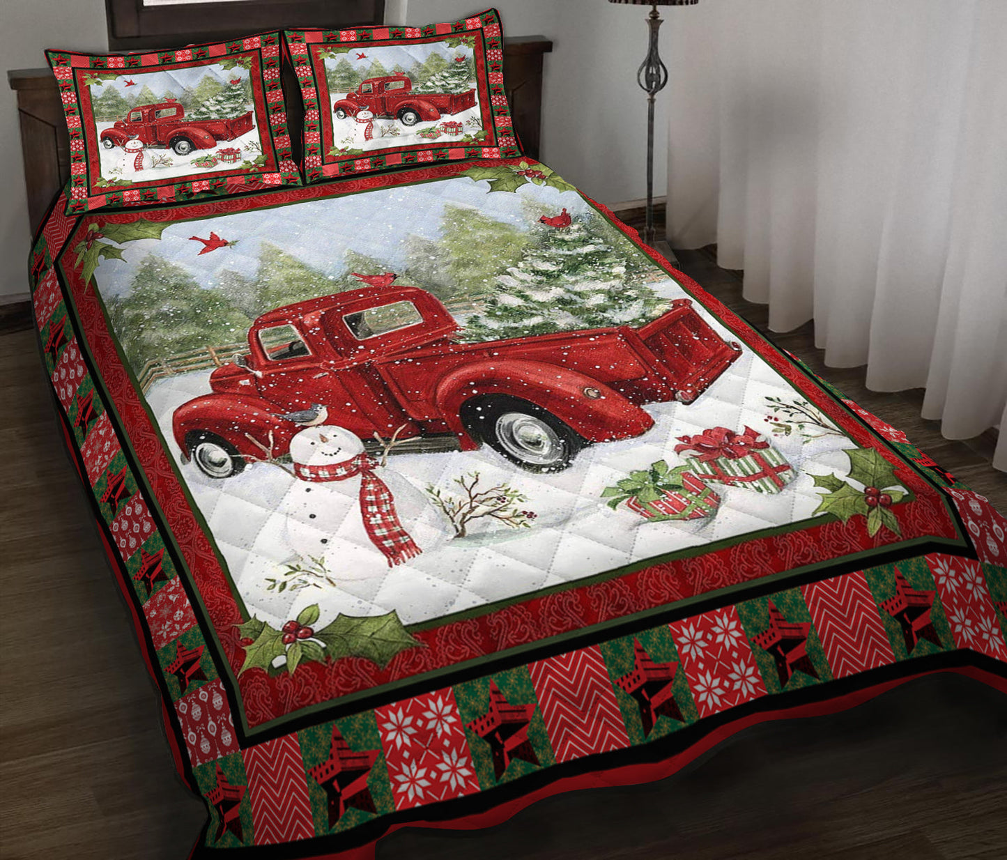 Truck Christmas Quilt Bedding Set HN140905M