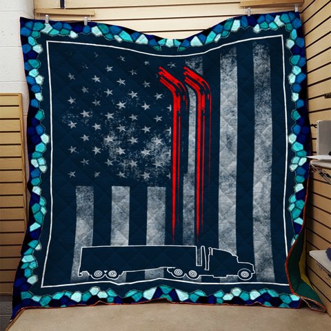 Trucker American Flag CLH0511555Q Quilt Blanket