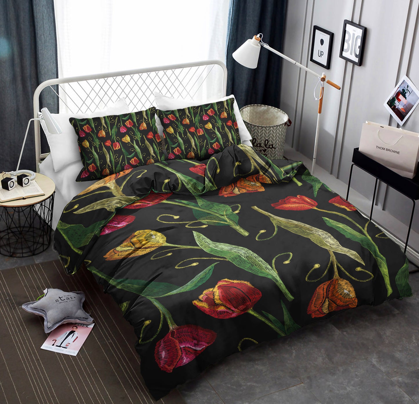 Tulip Embroidered Pattern Print Design CLA19101552B Bedding Sets