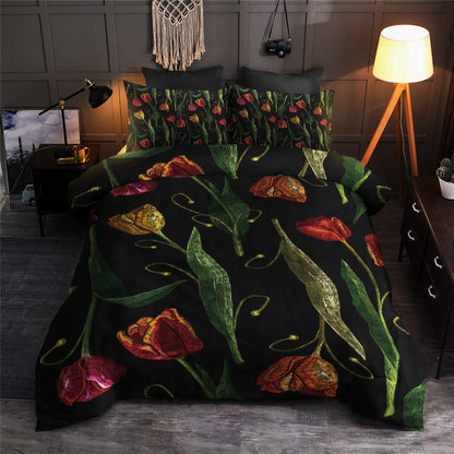 Tulip Embroidered Pattern Print Design CLA19101552B Bedding Sets