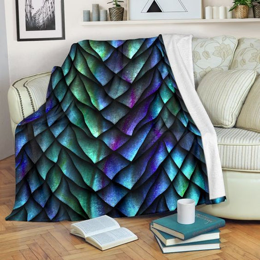 Turquoise Dragon Scales CLA0810475F Sherpa Fleece Blanket