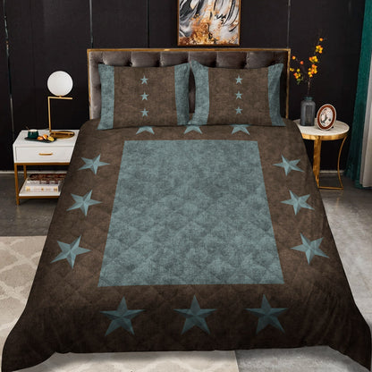 Turquoise Texas Star Western Rustic CLM2110554B Quilt Bedding Set