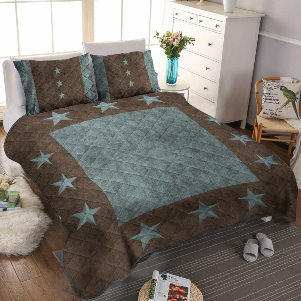 Turquoise Texas Star Western Rustic CLM2110554B Quilt Bedding Set