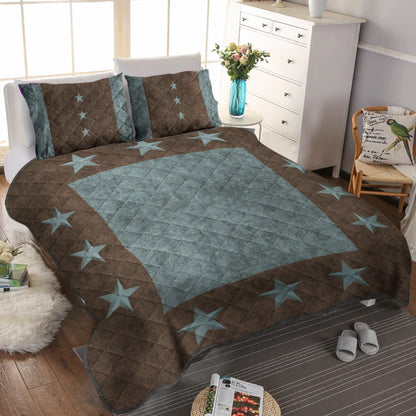 Turquoise Texas Star Western Rustic CLM2110554B Quilt Bedding Set
