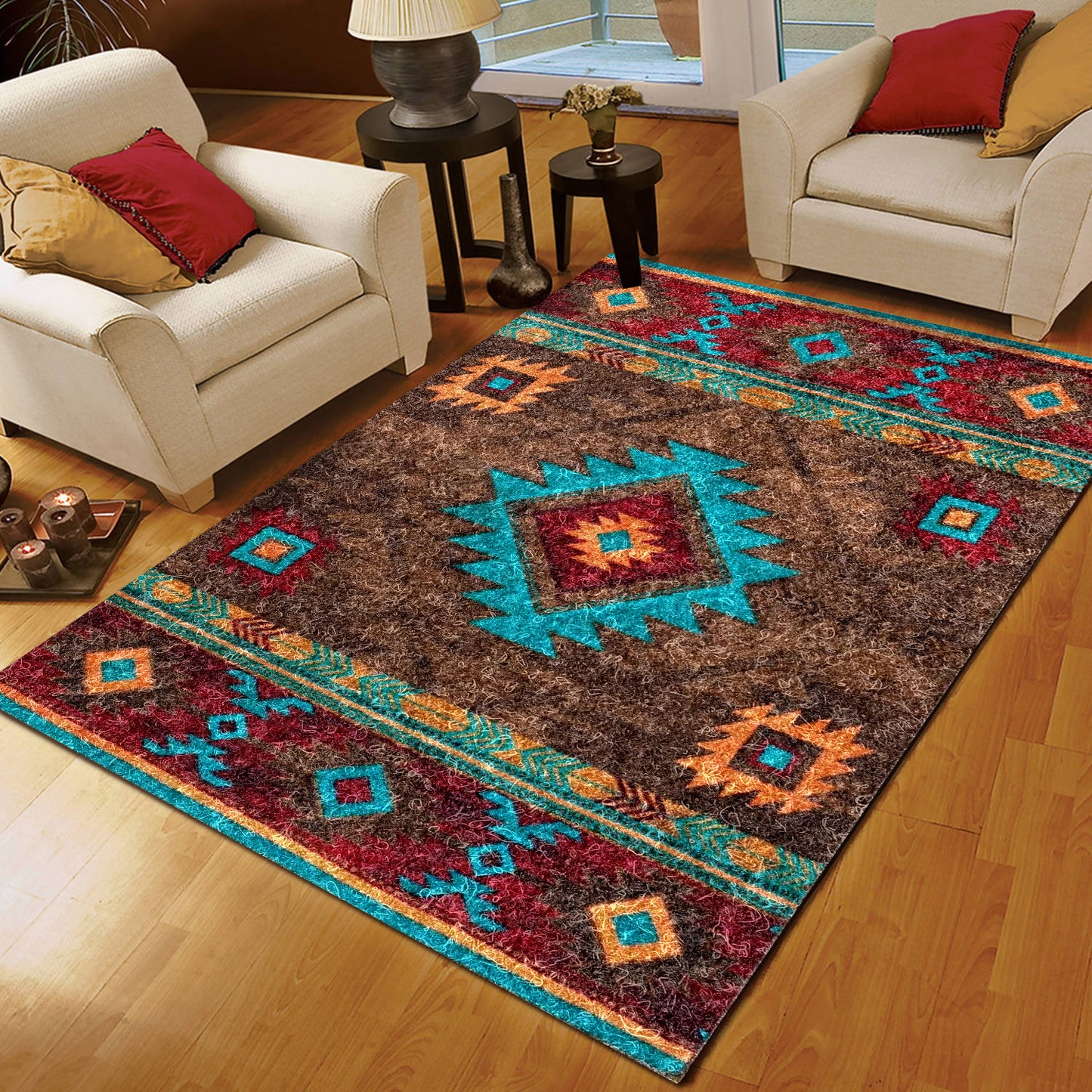 Turquoise Whiskey River Western Native American CLA1610123R Rug