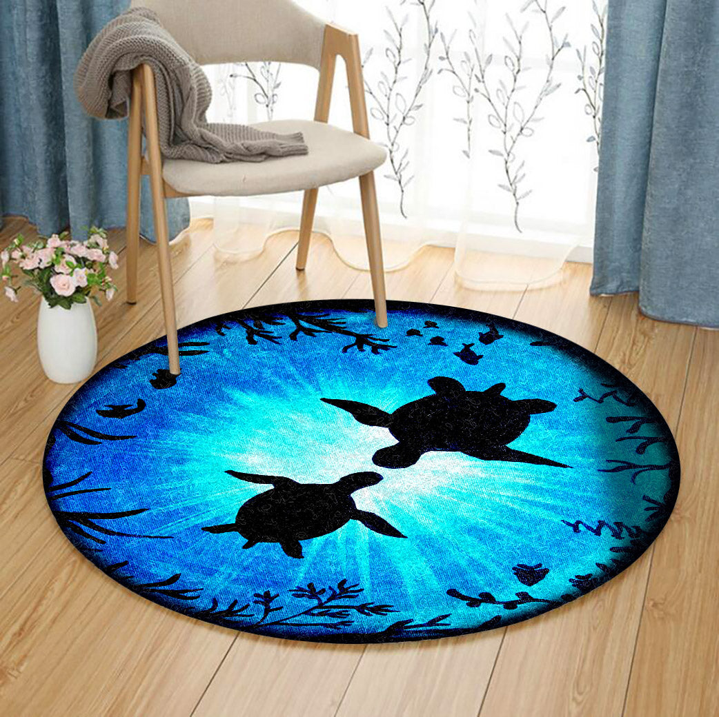 Circle Turtle Rug Turtle HM310722A Round Area Rug – Charming Favor