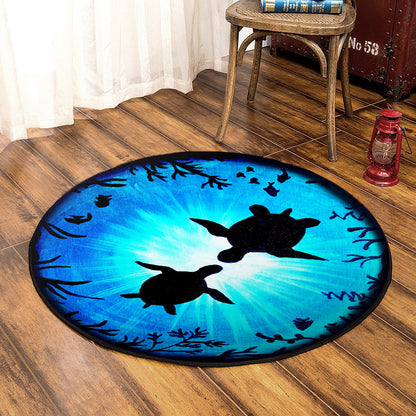 Round Rug Turle Turtle HM310722A Round Area Rug – Charming Favor