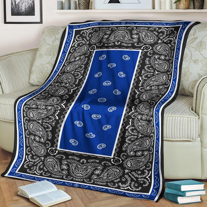 Ultra Plush Blue and Black Bandana CLA21100153F Sherpa Fleece Blanket