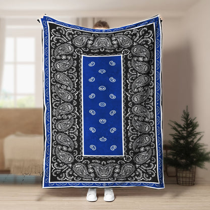 Ultra Plush Blue and Black Bandana CLA21100153F Sherpa Fleece Blanket
