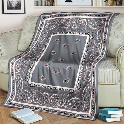 Ultra Plush Classic Gray Bandana CLA21100155F Sherpa Fleece Blanket