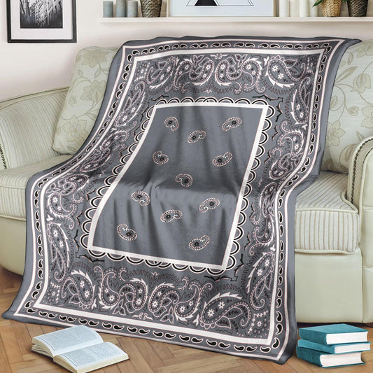 Ultra Plush Classic Gray Bandana CLA21100155F Sherpa Fleece Blanket