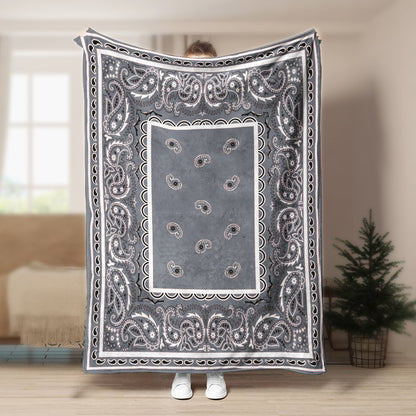 Ultra Plush Classic Gray Bandana CLA21100155F Sherpa Fleece Blanket
