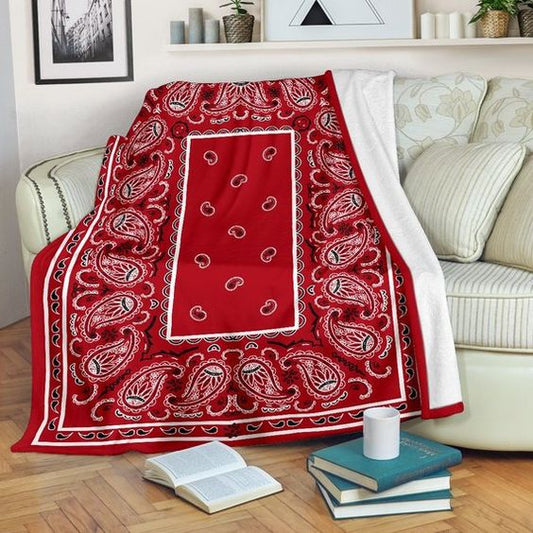 Ultra Plush Classic Red Bandana CLA0810480F Sherpa Fleece Blanket