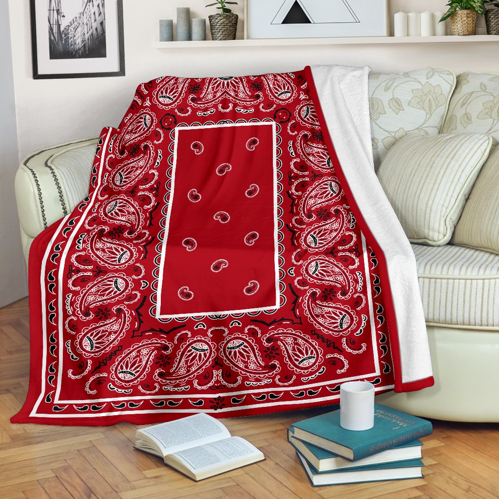 Ultra Plush Classic Red Bandana CLM1710209S Sherpa Fleece Blanket
