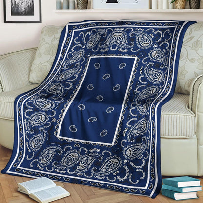 Ultra Plush Royal Blue Bandana CLA21100127F Sherpa Fleece Blanket