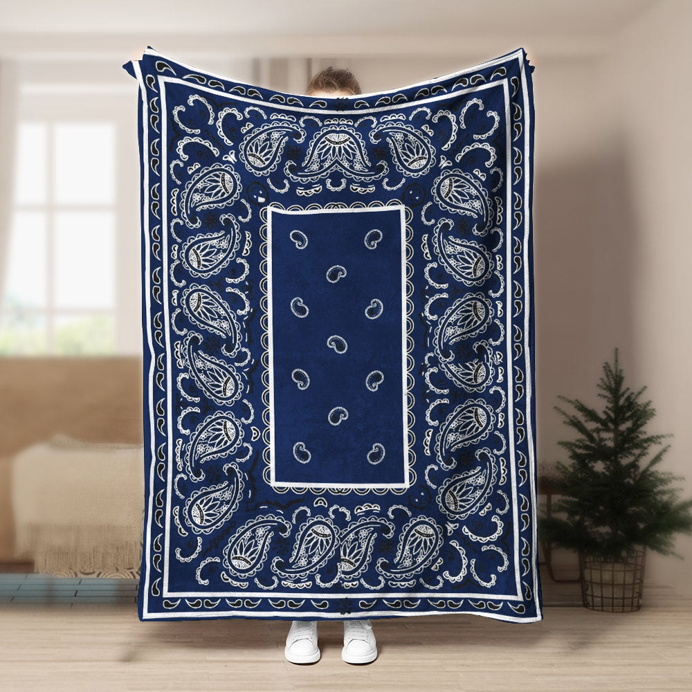 Ultra Plush Royal Blue Bandana CLA21100127F Sherpa Fleece Blanket