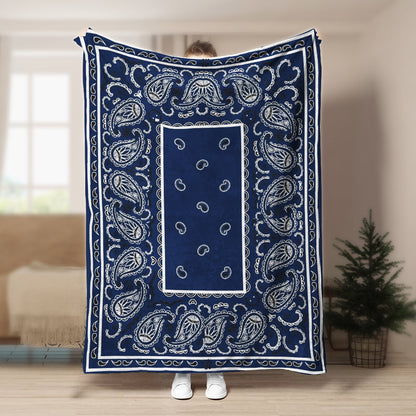 Ultra Plush Royal Blue Bandana CLA21100127F Sherpa Fleece Blanket