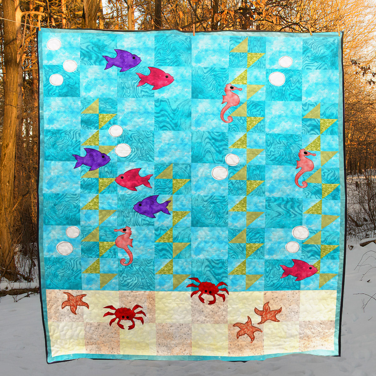 Underwater Sea Adventure Throw Quilt Pattern CLA1112025Q Quilt Blanket