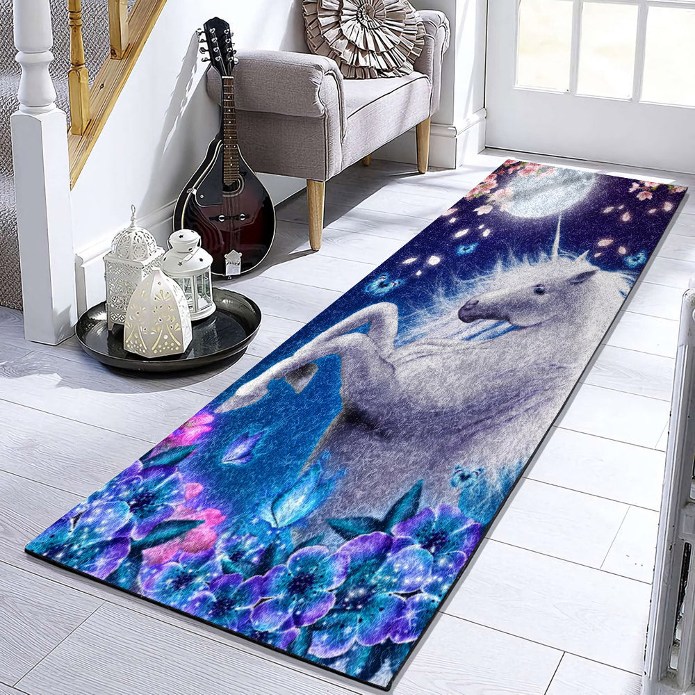 Unicorn Moon Butterfly Flower Galaxy BT0511007RU Runner Rug