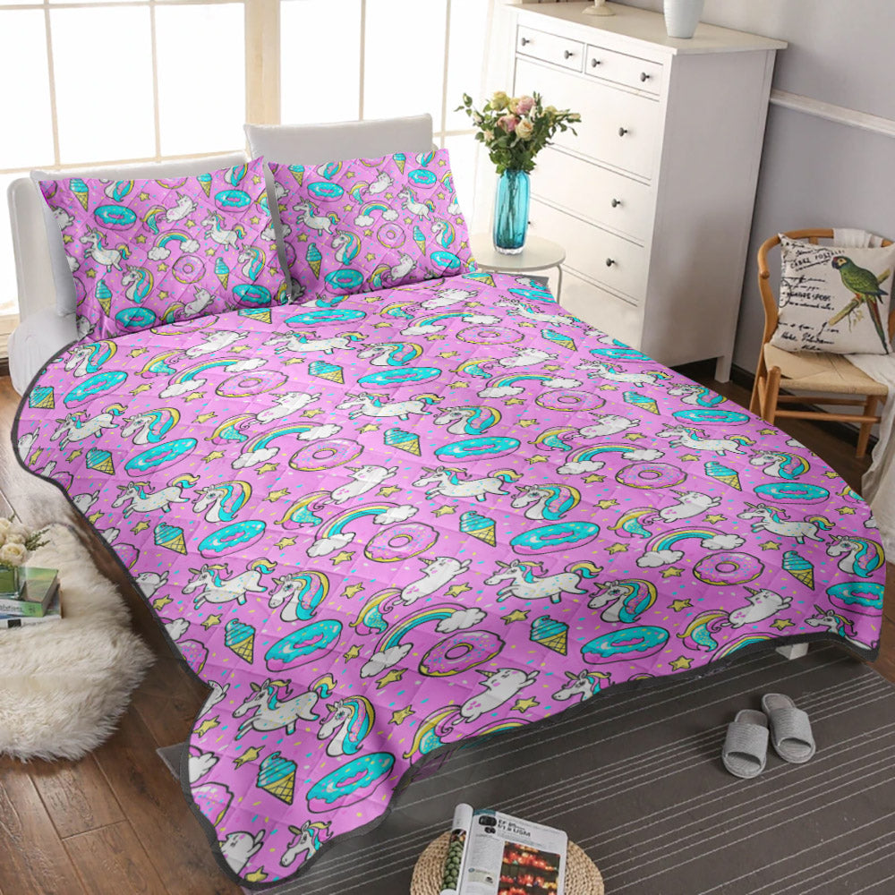 Unicorn Pink Purple CLM1810154B Quilt Bedding Set