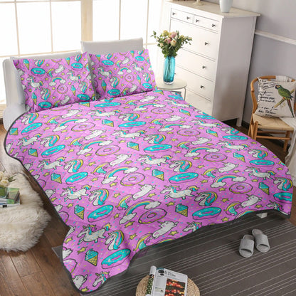 Unicorn Pink Purple CLM1810154B Quilt Bedding Set