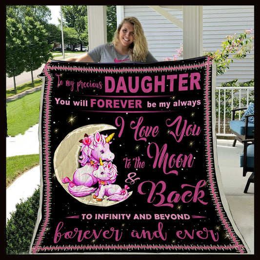 Unicorn To My Precious Daughter CL30100599MDF Sherpa Fleece Blanket