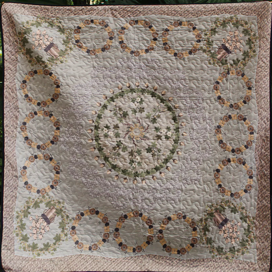 White Floral Bouquet CLA2211821Q Quilt Blanket